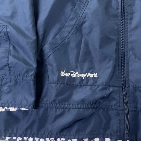 Walt Disney World Windbreaker Jacket Womens Large Blue Mickey Hooded Full Zip - Picture 10 of 11
